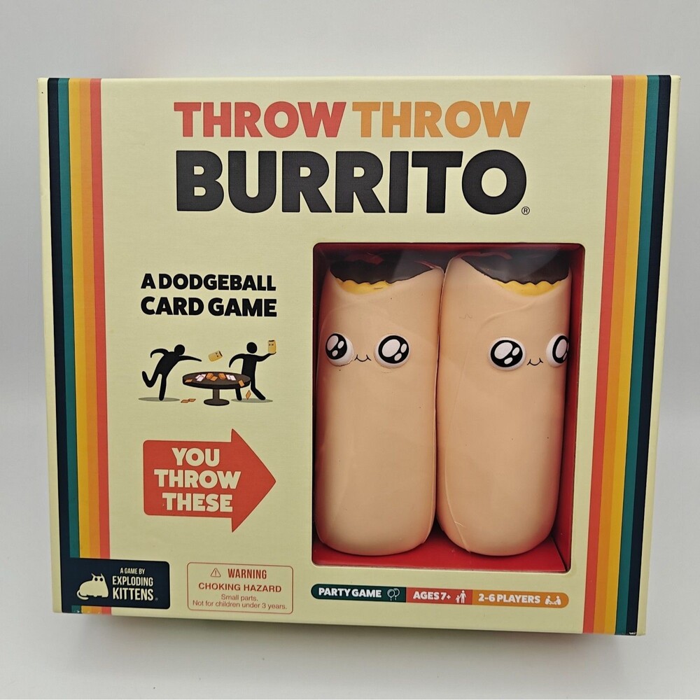 Throw Throw Burrito Party Game Exploding Kittens Complete Open Box Sealed Cards